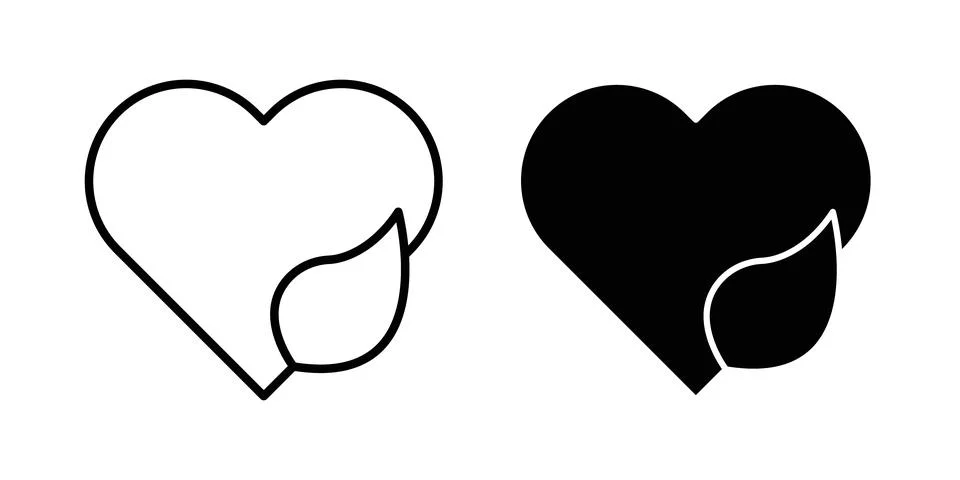Leaf heart icon symbol. Flat and Stroke Vector illustration Stock Illustration