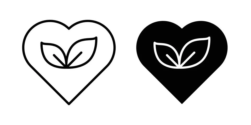 Leaf heart icon vector, symbol, logo illustrations 스톡 일러스트