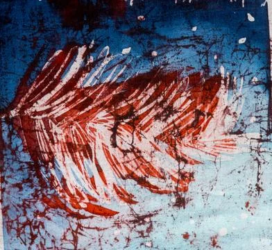 Leaf, hot batik, background texture, handmade on silk, abstract surrealism Stock Illustration