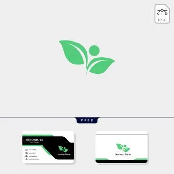 Leaf, human concept logo template vector illustration, free your business car Stock Illustration