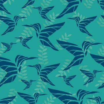 Leaf hummingbird seamless pattern illustration Illustrazione stock