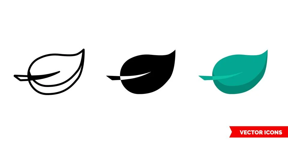 Leaf icon of 3 types. Isolated vector sign symbol. Stock Illustration