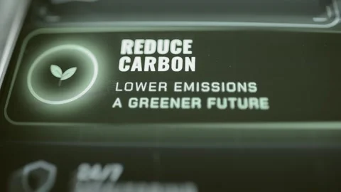 Leaf icon accompanies the words Reduce Carbon Stock Footage 343368396