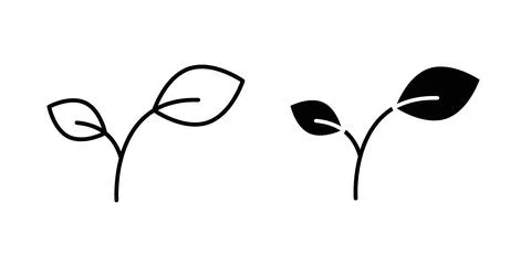 Leaf icon in black and white. vector icon pack for websites イラスト素材