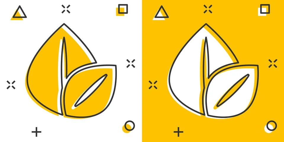 Leaf icon in comic style. Plant cartoon vector illustration on white isolated 스톡 일러스트