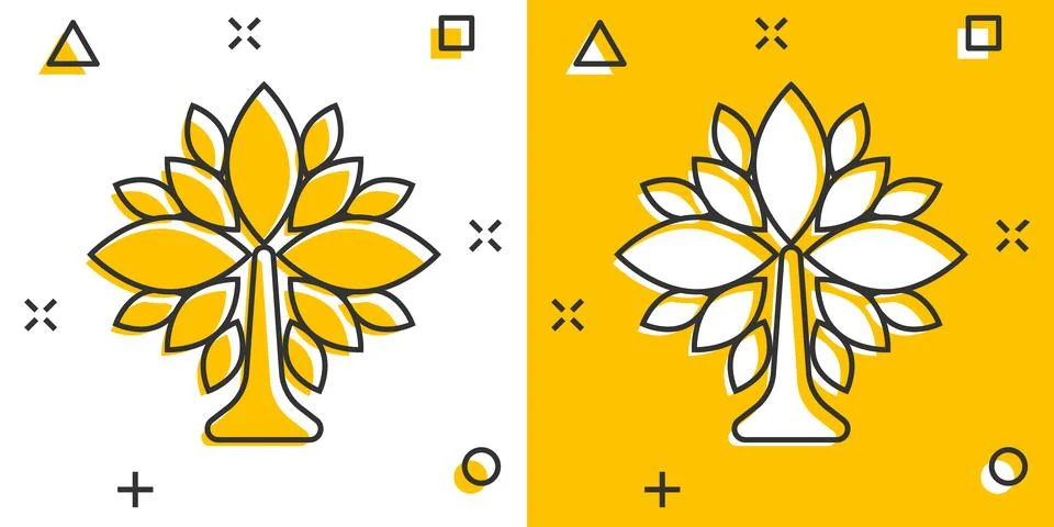 Leaf icon in comic style. Plant cartoon vector illustration on white isolated Stock Illustration