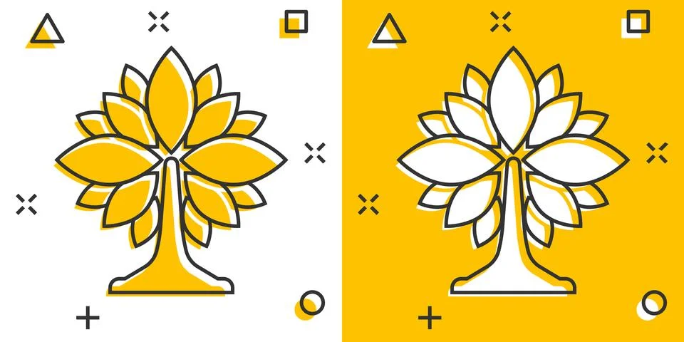 Leaf icon in comic style. Plant cartoon vector illustration on white isolat.. 스톡 일러스트