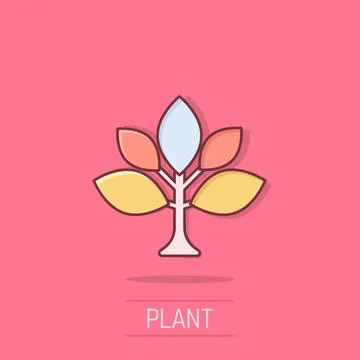 Leaf icon in comic style. Plant cartoon vector illustration on isolated bac.. Stock Illustration