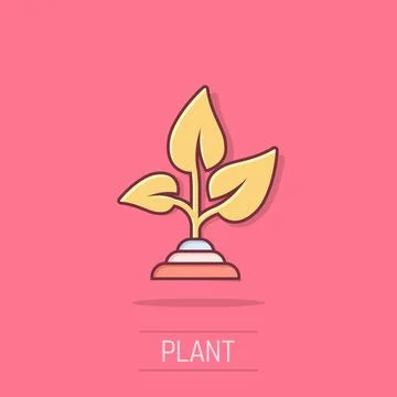 Leaf icon in comic style. Plant cartoon vector illustration on isolated bac.. Stock Illustration