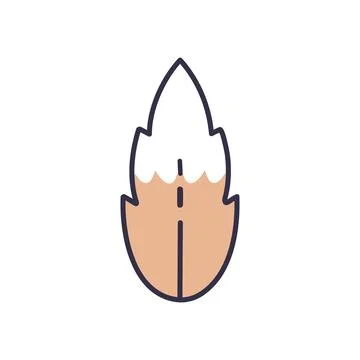 Leaf icon design. Simple leaf design with a central line symbolizing growth.. Stock Illustration