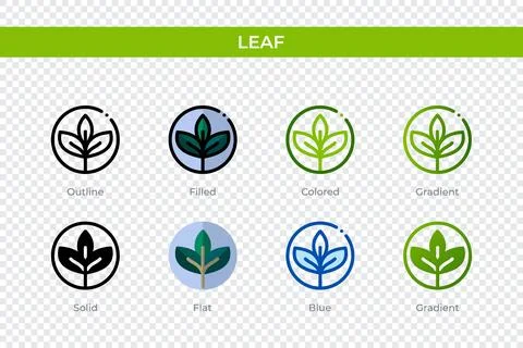 Leaf icon in different style. Leaf vector icons designed in outline, solid,.. イラスト素材