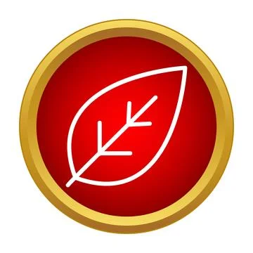 Leaf icon ecology symbol red gold circle Stock Illustration