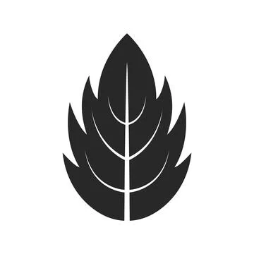 Leaf Icon Flat Black Decorative Element Isolated Vector Stock Illustration