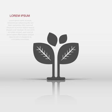 Leaf icon in flat style. Plant vector illustration on white isolated backgr.. Stock Illustration