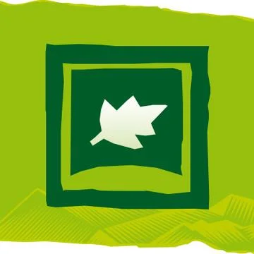Leaf icon on a green square. Rough. Stock Illustration