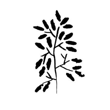 Leaf icon. Grunge vector dry brush illustration. Stock Illustration