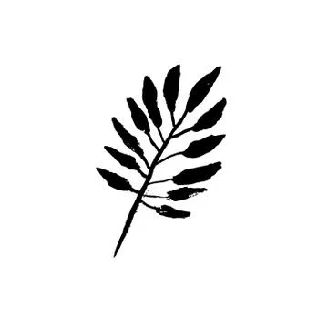 Leaf icon. Grunge vector dry brush illustration. Stock Illustration