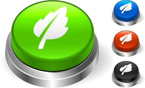 Leaf Icon on Internet Button Illustrazione stock