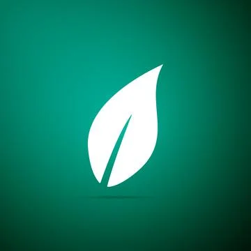 Leaf icon isolated on green background. Flat design. Vector Illustration Illustrazione stock