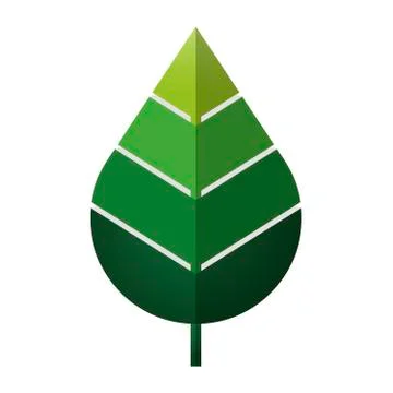 Leaf icon as monolith or pyramid, in green tones. Stock Illustration