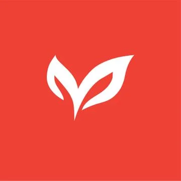 Leaf Icon On Red Background. Red Flat Style Vector Illustration Stock Illustration