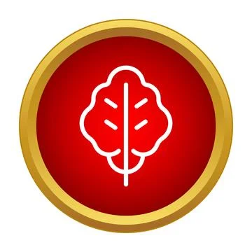 Leaf icon in red gold circle button 스톡 일러스트