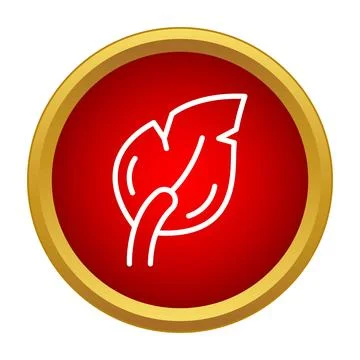 Leaf icon in red gold circle symbolizing nature Stock Illustration