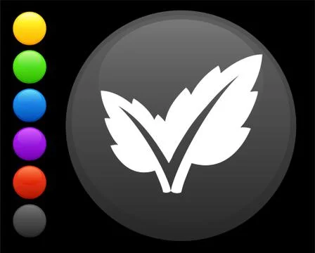 Leaf icon on round internet button Stock Illustration