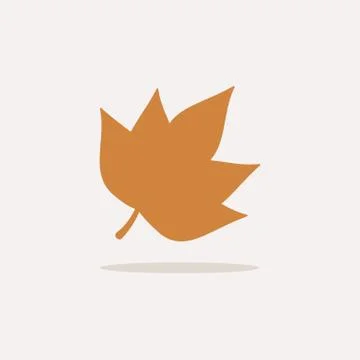 Leaf. Icon with shadow on a beige background. Autumn vector illustration Stock Illustration