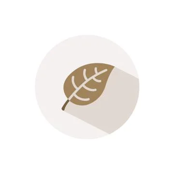 Leaf. Icon with shadow on a beige circle. Fall vector illustration 스톡 일러스트