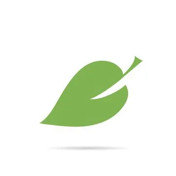 Leaf Icon with shadow on a white background Stock Illustration