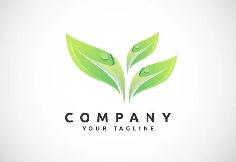 Leaf icon sign symbol, Gradient green leaf, Organic logo design vector illu.. Stock Illustration