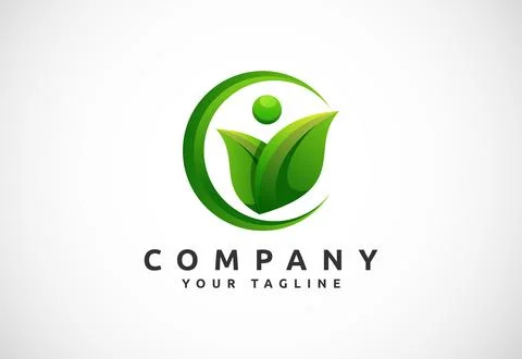 Leaf icon sign symbol, Gradient green leaf, Organic logo design vector illu.. 스톡 일러스트