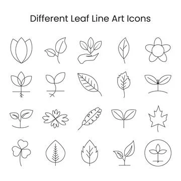 Leaf icon vector set outline for nature design elements 스톡 일러스트