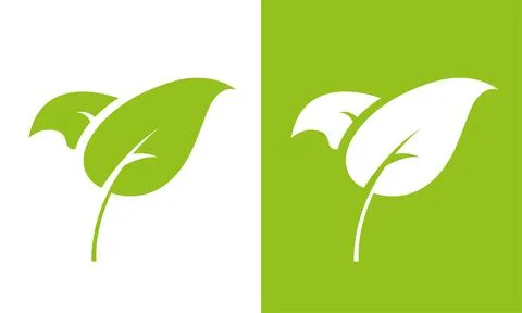 Leaf Icon on white and green background. Green icon. Vector Stock Illustration