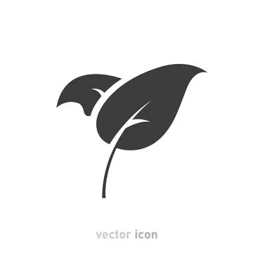 Leaf Icon on white background. Gray icon. Vector Stock Illustration