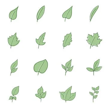 Leaf icons set in flat style, isolated on white background Stock Illustration