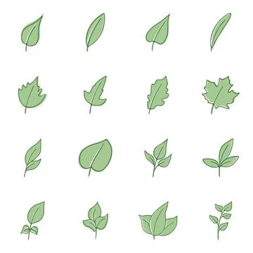  Leaf icons set in flat style, isolated on white background Leaf icons set... 스톡 사진