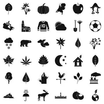 Leaf icons set, simple style Ilustración de archivo