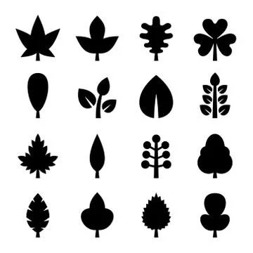 Leaf icons set. Vector Stock Illustration