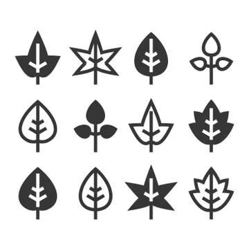 Leaf Icons Set on White Background. Vector 库存插图
