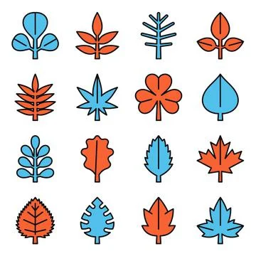 Leaf Icons Set on White Background. Vector 库存插图