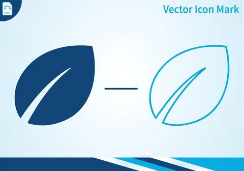 Leaf icons, solid and outline, for nature. 스톡 일러스트