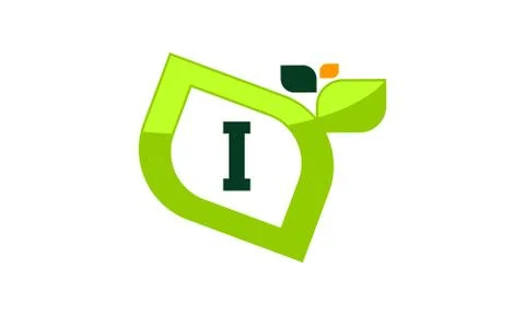 Leaf Initial I Logo Design Template Vector Stock Illustration