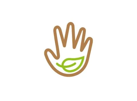 A leaf inside the hand for protect plants for logo design Stock Illustration