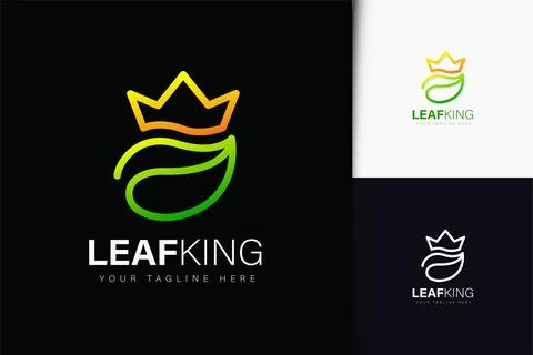 Leaf king logo design with gradient Stock Illustration