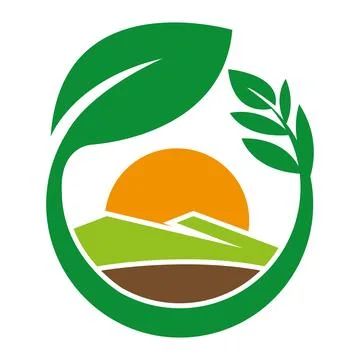Leaf Landscape Farm Logo Design Agriculture Nature Vector Template Icon Stock Illustration