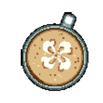 Leaf latte art coffee pixel art vector illustration Stock Illustration