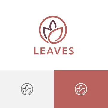 Leaf Leaves Circle Line Abstract Nature Logo Template Stock Illustration