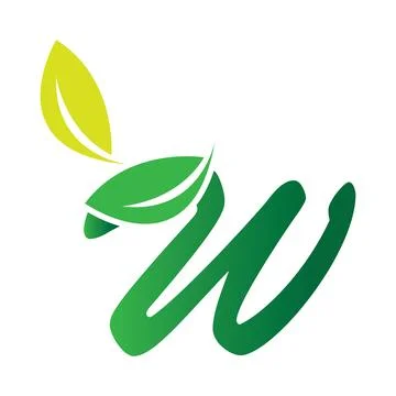 Leaf letter W Illustrazione stock